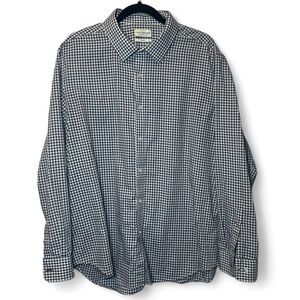 Lucky Brand Slim Fit Men Size XL 17-17 1/2 34/35 Blue Gray Gingham Button Shirt‎